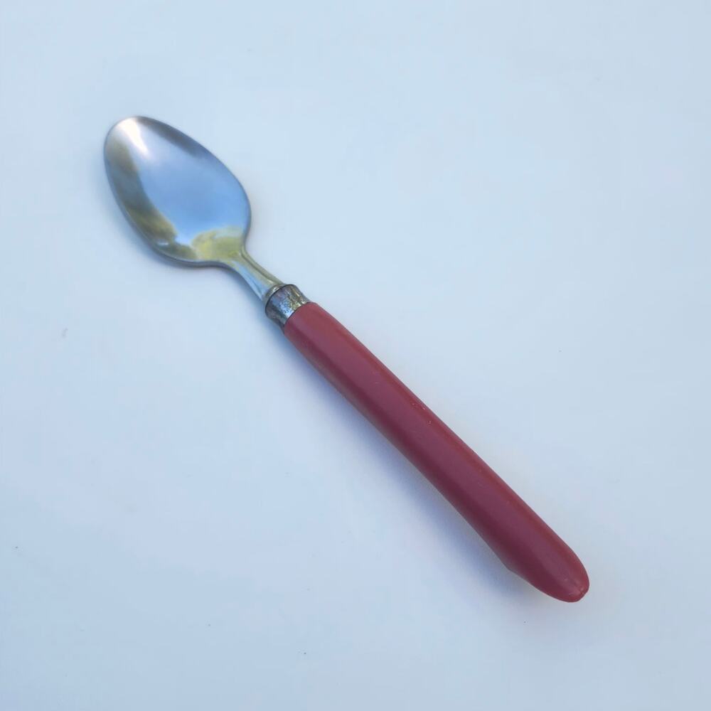 Red Handle Stainless Steel Teaspoon Single Flatware Utensil Replacement 7 Inch